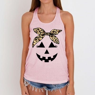 Cheetah Pumpkin Cute Halloween Women's Knotted Racerback Tank