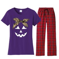 Cheetah Pumpkin Cute Halloween Women's Flannel Pajama Set