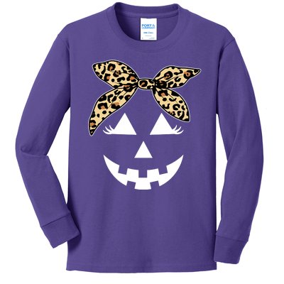 Cheetah Pumpkin Cute Halloween Kids Long Sleeve Shirt