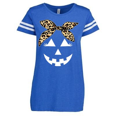 Cheetah Pumpkin Cute Halloween Enza Ladies Jersey Football T-Shirt