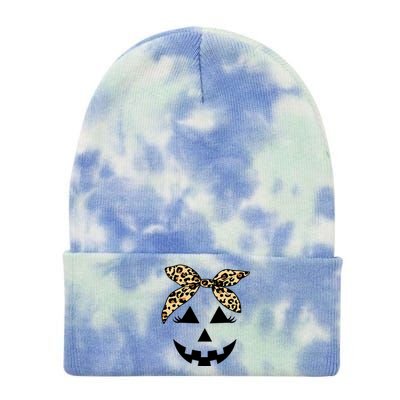 Cheetah Pumpkin Cute Halloween Tie Dye 12in Knit Beanie