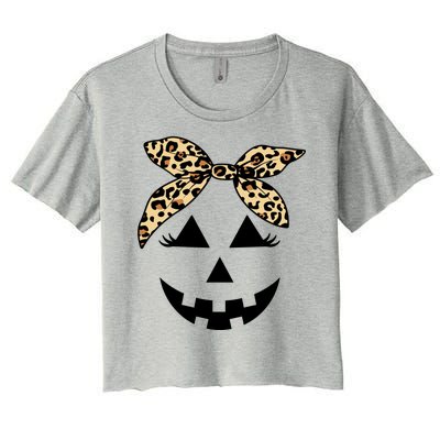 Cheetah Pumpkin Cute Halloween Women's Crop Top Tee