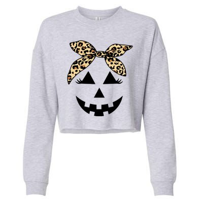 Cheetah Pumpkin Cute Halloween Cropped Pullover Crew