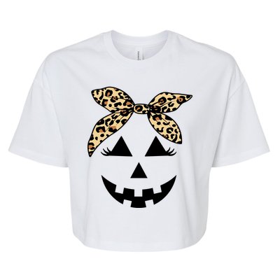 Cheetah Pumpkin Cute Halloween Bella+Canvas Jersey Crop Tee