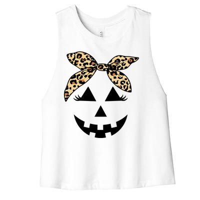 Cheetah Pumpkin Cute Halloween Women's Racerback Cropped Tank