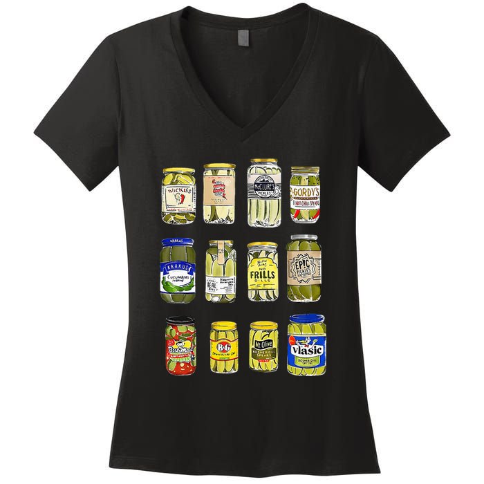 Canned Pickles Canning Season Pickle Jar Lovers Women's V-Neck T-Shirt