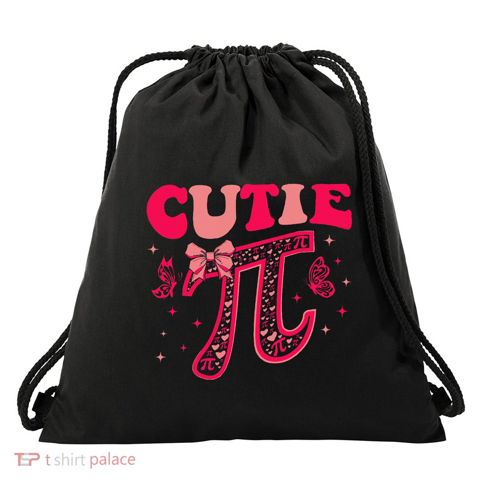 Cutie Pi Coquette Bow Women Math Teacher Pi Day Drawstring Bag