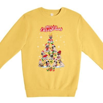 Cute Pugs Christmas Tree With Lover Premium Crewneck Sweatshirt