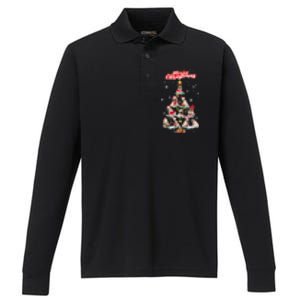 Cute Pugs Christmas Tree With Lover Performance Long Sleeve Polo