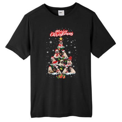 Cute Pugs Christmas Tree With Lover Tall Fusion ChromaSoft Performance T-Shirt