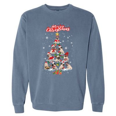 Cute Pugs Christmas Tree With Lover Garment-Dyed Sweatshirt