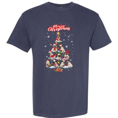 Cute Pugs Christmas Tree With Lover Garment-Dyed Heavyweight T-Shirt