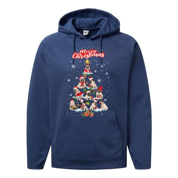 Cute Pugs Christmas Tree With Lover Performance Fleece Hoodie