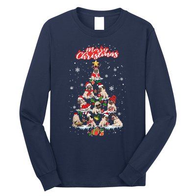 Cute Pugs Christmas Tree With Lover Long Sleeve Shirt