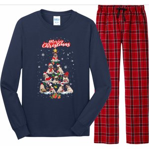 Cute Pugs Christmas Tree With Lover Long Sleeve Pajama Set