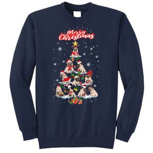 Cute Pugs Christmas Tree With Lover Tall Sweatshirt