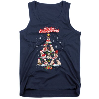 Cute Pugs Christmas Tree With Lover Tank Top