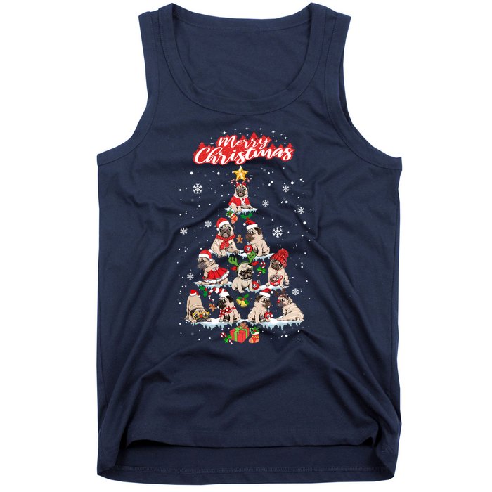 Cute Pugs Christmas Tree With Lover Tank Top