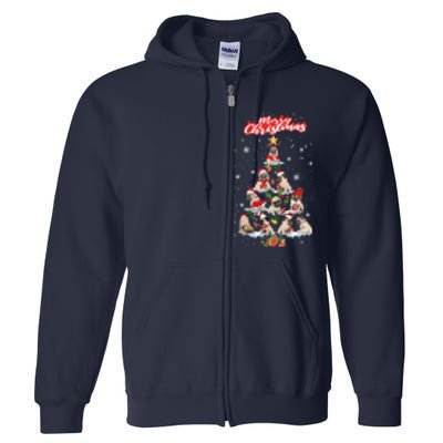 Cute Pugs Christmas Tree With Lover Full Zip Hoodie