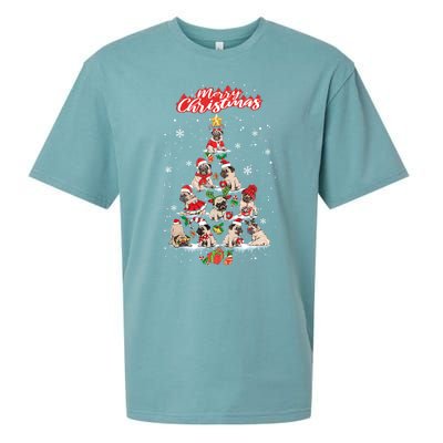 Cute Pugs Christmas Tree With Lover Sueded Cloud Jersey T-Shirt