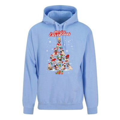 Cute Pugs Christmas Tree With Lover Unisex Surf Hoodie