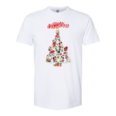 Cute Pugs Christmas Tree With Lover Softstyle® CVC T-Shirt