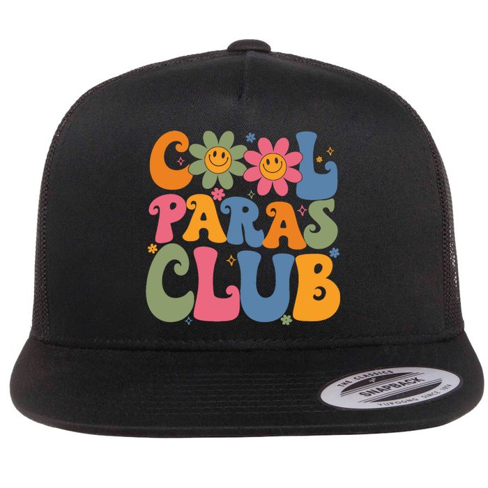 Cool Paras Club Paraprofessional Paraeducator Back To School Flat Bill Trucker Hat