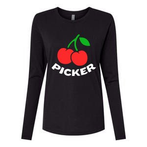 Cherry Picker Cherries Fruit Picking Womens Cotton Relaxed Long Sleeve T-Shirt