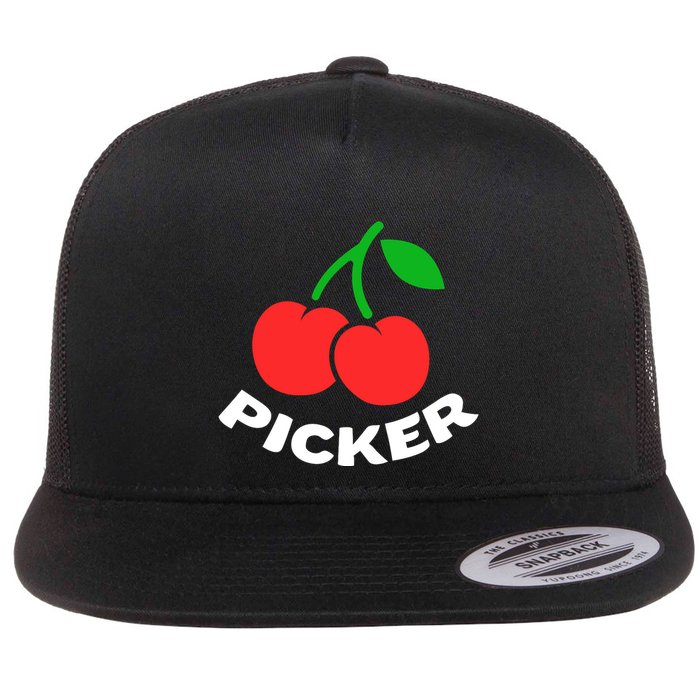 Cherry Picker Cherries Fruit Picking Flat Bill Trucker Hat