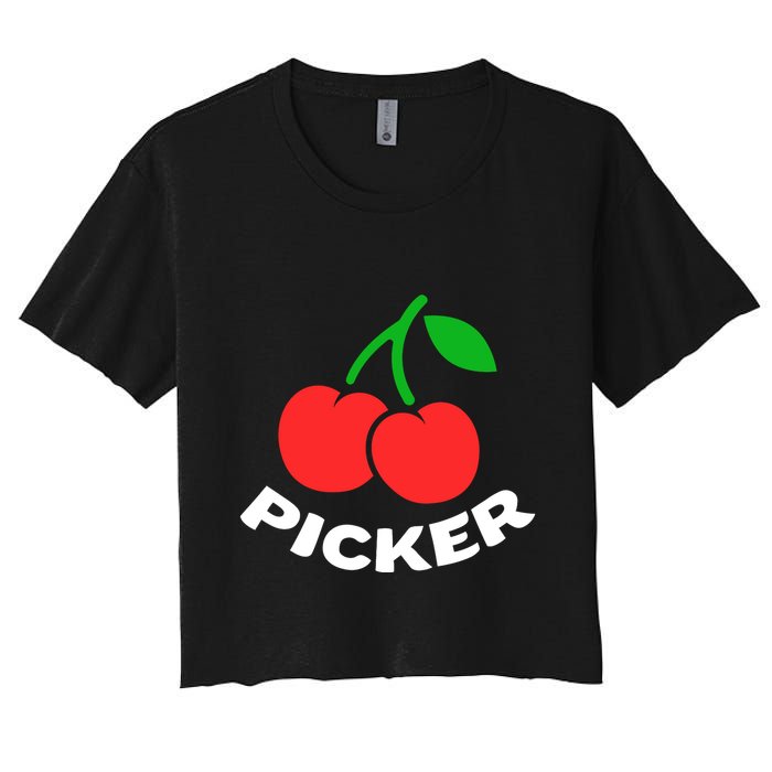 Cherry Picker Cherries Fruit Picking Women's Crop Top Tee