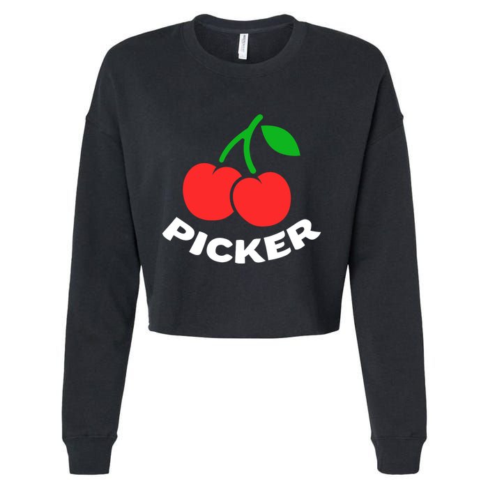 Cherry Picker Cherries Fruit Picking Cropped Pullover Crew