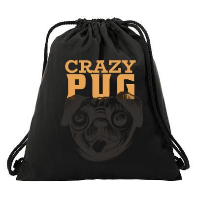 Crazy Pug Drawstring Bag