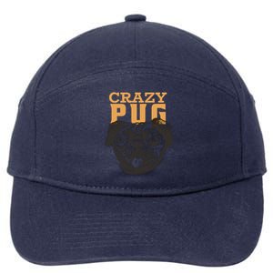 Crazy Pug 7-Panel Snapback Hat