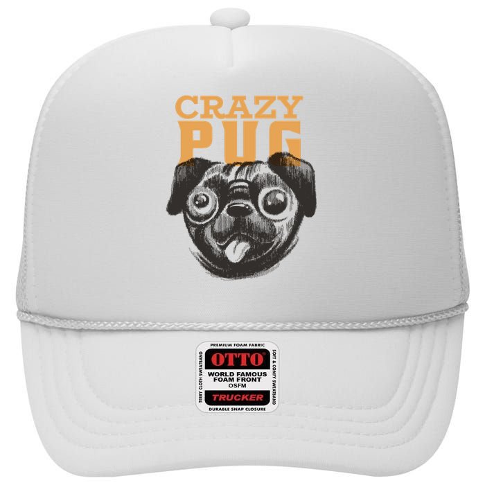 Crazy Pug High Crown Mesh Back Trucker Hat