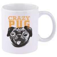 Crazy Pug 11oz C Handle Ceramic Mug
