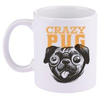 Crazy Pug 11oz C Handle Ceramic Mug