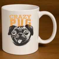Crazy Pug 11oz C Handle Ceramic Mug