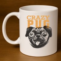 Crazy Pug 11oz C Handle Ceramic Mug