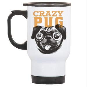 Crazy Pug Stainless Steel Travel Mug