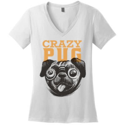 Crazy Pug Women's V-Neck T-Shirt