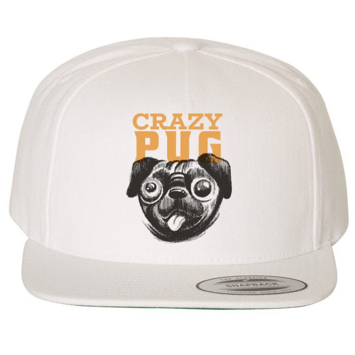 Crazy Pug Wool Snapback Cap