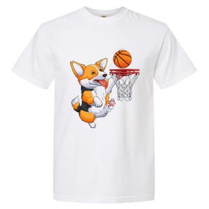 Corgi Puppy Corgi Basketball For Pet Lovers Women Garment-Dyed Heavyweight T-Shirt