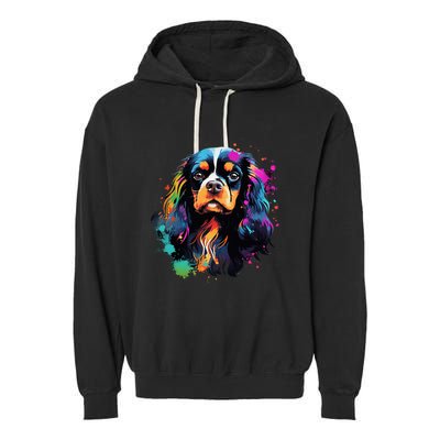 Cute Painted Cavalier King Charles Spaniel Garment-Dyed Fleece Hoodie