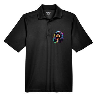 Cute Painted Cavalier King Charles Spaniel Men's Origin Performance Piqué Polo