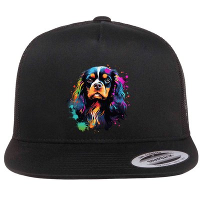 Cute Painted Cavalier King Charles Spaniel Flatbill Hat