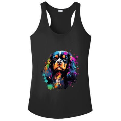 Cute Painted Cavalier King Charles Spaniel Ladies PosiCharge Competitor Racerback Tank