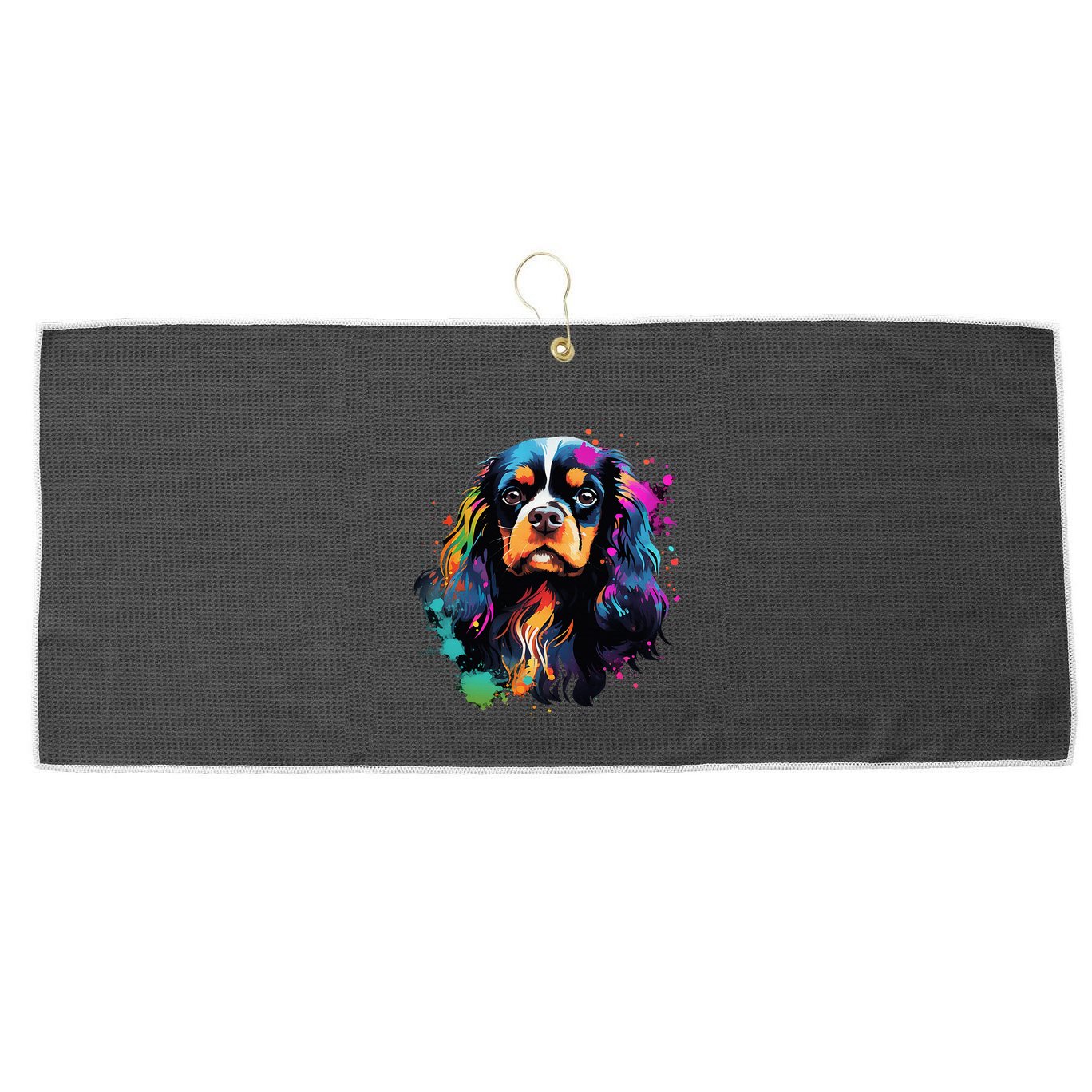 Cute Painted Cavalier King Charles Spaniel Large Microfiber Waffle Golf Towel