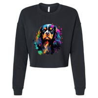 Cute Painted Cavalier King Charles Spaniel Cropped Pullover Crew