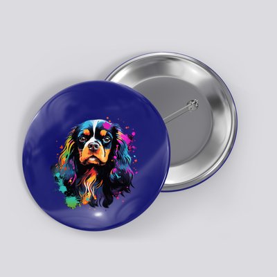 Cute Painted Cavalier King Charles Spaniel Button