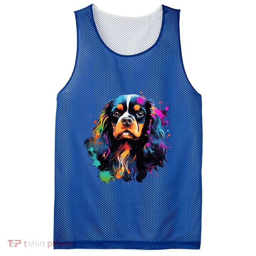 Cute Painted Cavalier King Charles Spaniel Mesh Reversible Basketball Jersey Tank